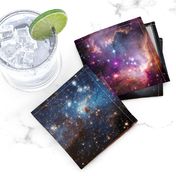 Nebulae & Galaxies Outer Space Patchwork Cheater Quilt Blocks, 6 inch squares 