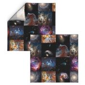 Nebulae & Galaxies Outer Space Patchwork Cheater Quilt Blocks, 6 inch squares 