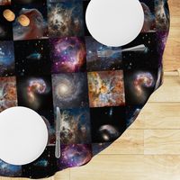 Nebulae & Galaxies Outer Space Patchwork Cheater Quilt Blocks, 6 inch squares 