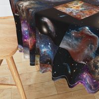 Nebulae & Galaxies Outer Space Patchwork Cheater Quilt Blocks, 6 inch squares 