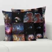 Nebulae & Galaxies Outer Space Patchwork Cheater Quilt Blocks, 6 inch squares 