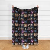 Nebulae & Galaxies Outer Space Patchwork Cheater Quilt Blocks, 6 inch squares 