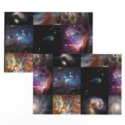 Nebulae & Galaxies Outer Space Patchwork Cheater Quilt Blocks, 6 inch squares 