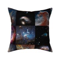 Nebulae & Galaxies Outer Space Patchwork Cheater Quilt Blocks, 6 inch squares 