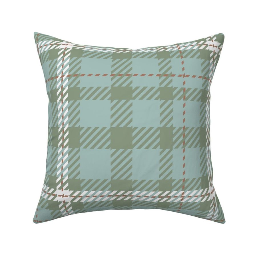 L-Classic Woven Twill Plaid in seafoam teal-white-sage