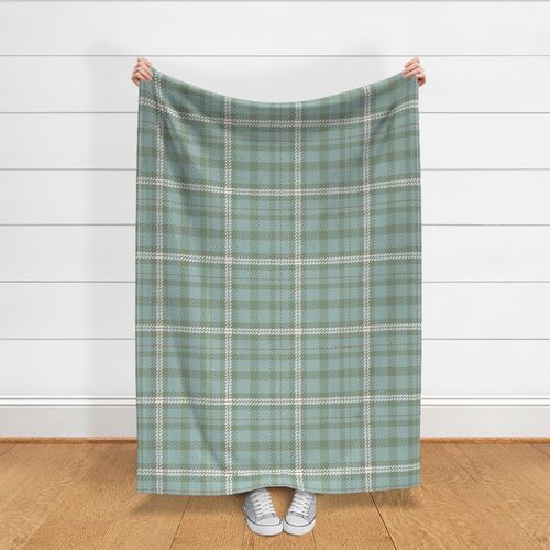 L-Classic Woven Twill Plaid in seafoam teal-white-sage