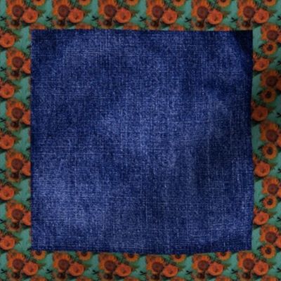 Van Gogh's Sunflowers Denim Cheater Quilt Blocks