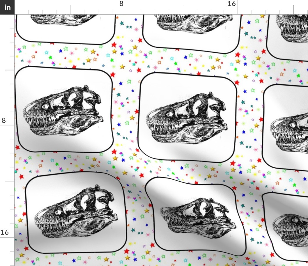 Bohemian Dinosaur | Vintage T-Rex Skull Rainbow Stars 