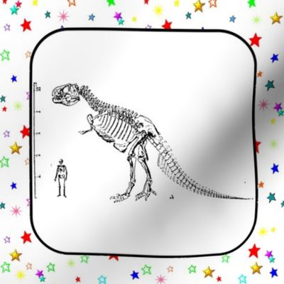 Bohemian Dinosaur | Vintage T-Rex Skeleton Rainbow Stars Quilt Blocks