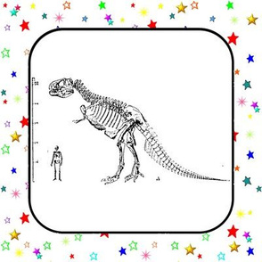 Bohemian Dinosaur | Vintage T-Rex Skeleton Rainbow Stars Quilt Blocks