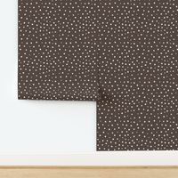 Scattered random irregular dots (L) - chocolate brown + cream ivory white