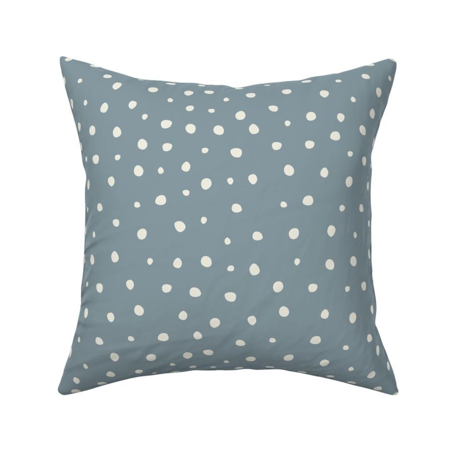 Scattered random irregular dots (L) - dusty blue + cream white