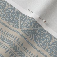 French Provincial Floral Stripe - Beige & Blue