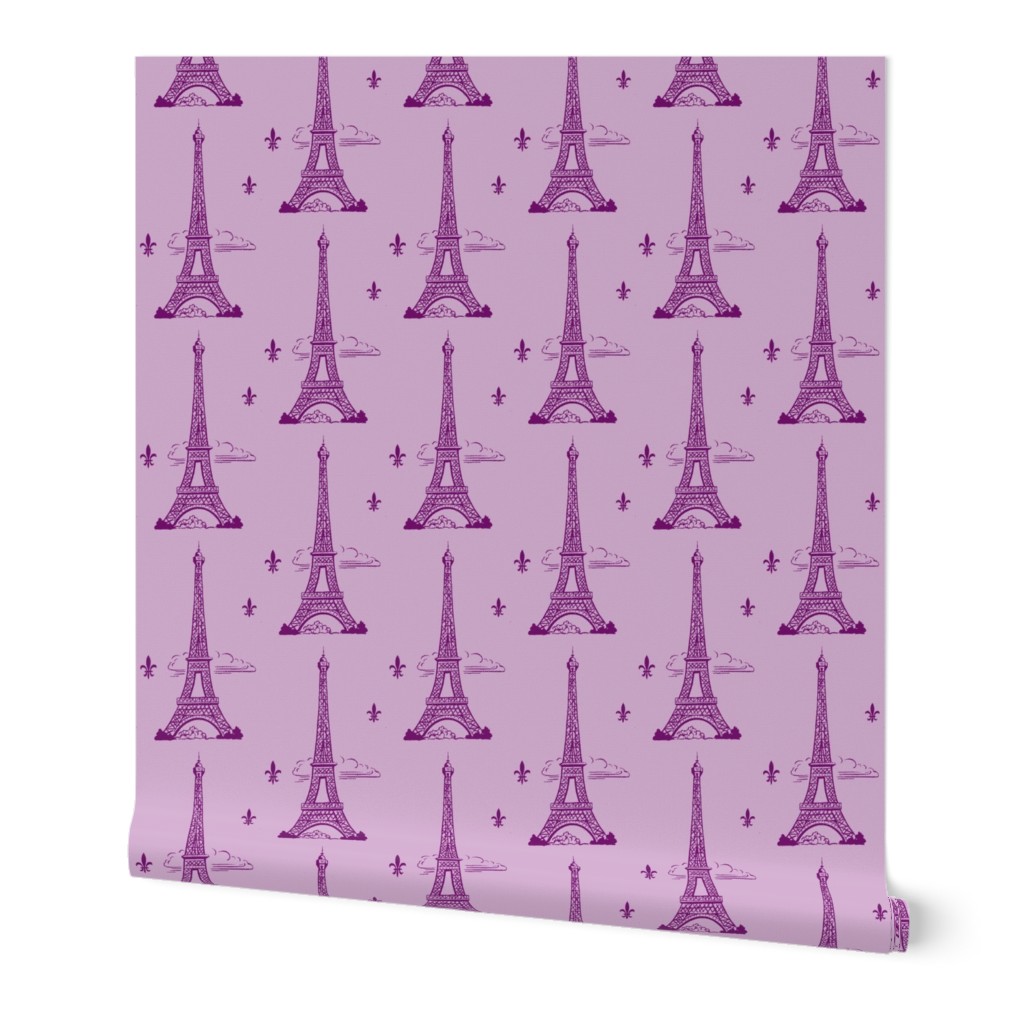 Eiffel Tower purple/lt purple by Paris Bebe Fabric- Paris Bound