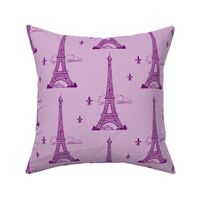 Eiffel Tower purple/lt purple by Paris Bebe Fabric- Paris Bound