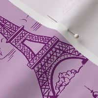 Eiffel Tower purple/lt purple by Paris Bebe Fabric- Paris Bound