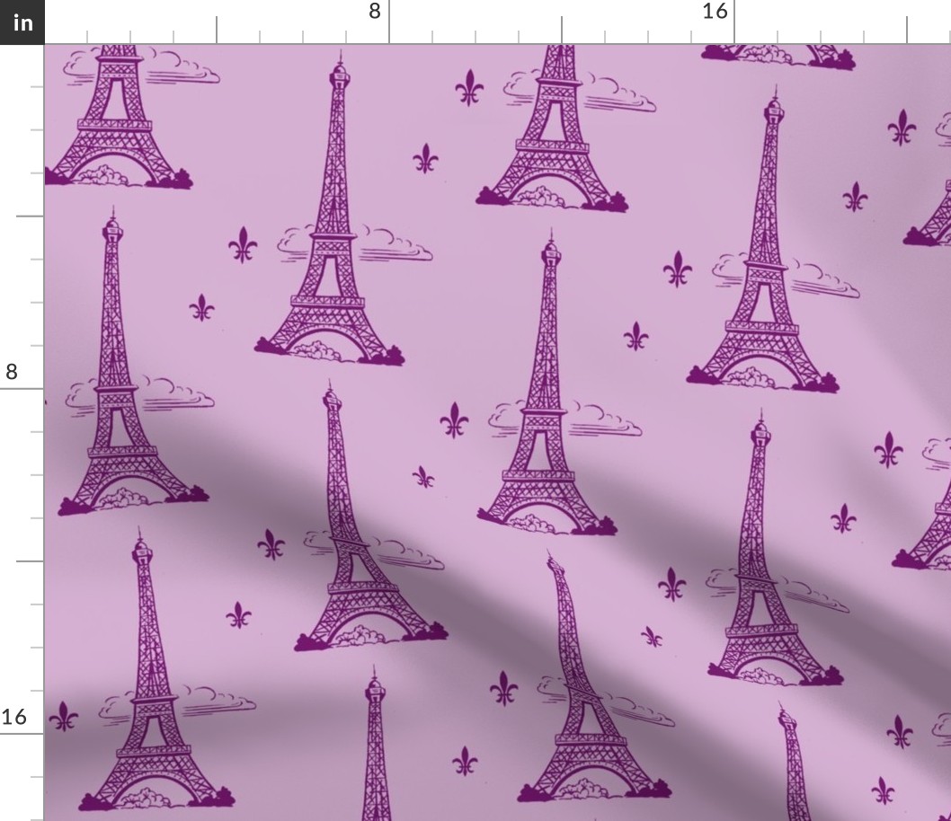 Eiffel Tower purple/lt purple by Paris Bebe Fabric- Paris Bound