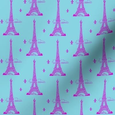 Eiffel Tower Hot Pink/Aqua Paris Bound Paris Bebe