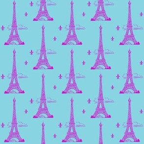 Eiffel Tower Hot Pink/Aqua Paris Bound Paris Bebe
