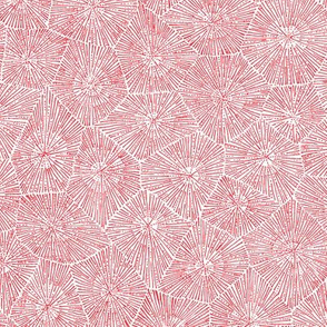 petoskey-stone pattern, strawberry red on white