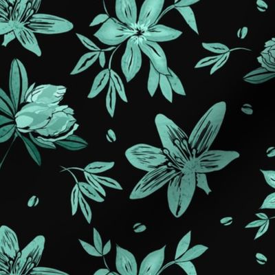 dancing flowers over black