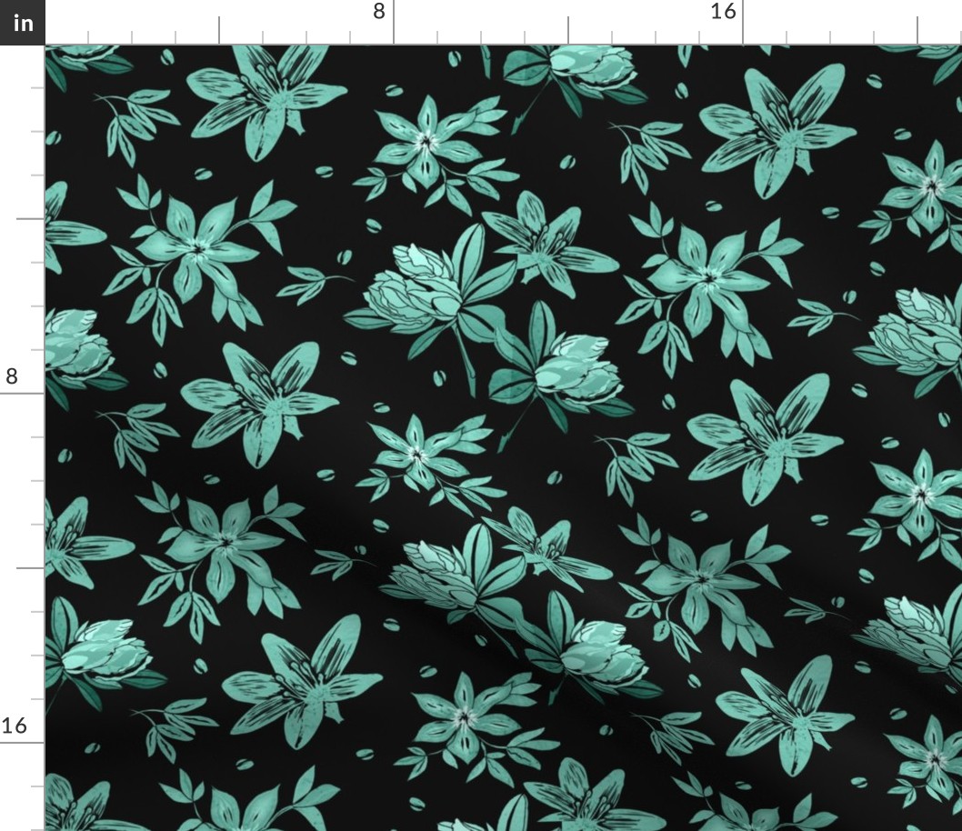 dancing flowers over black