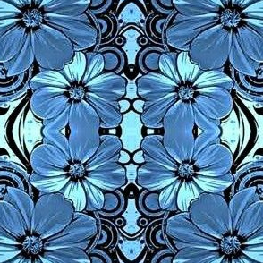 Flowers16-blue/black-Large