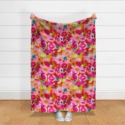 Retro Floral in Pink, Red, and Lime (Large Scale)