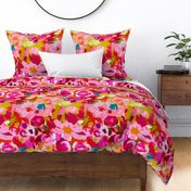 Retro Floral in Pink, Red, and Lime (Large Scale)