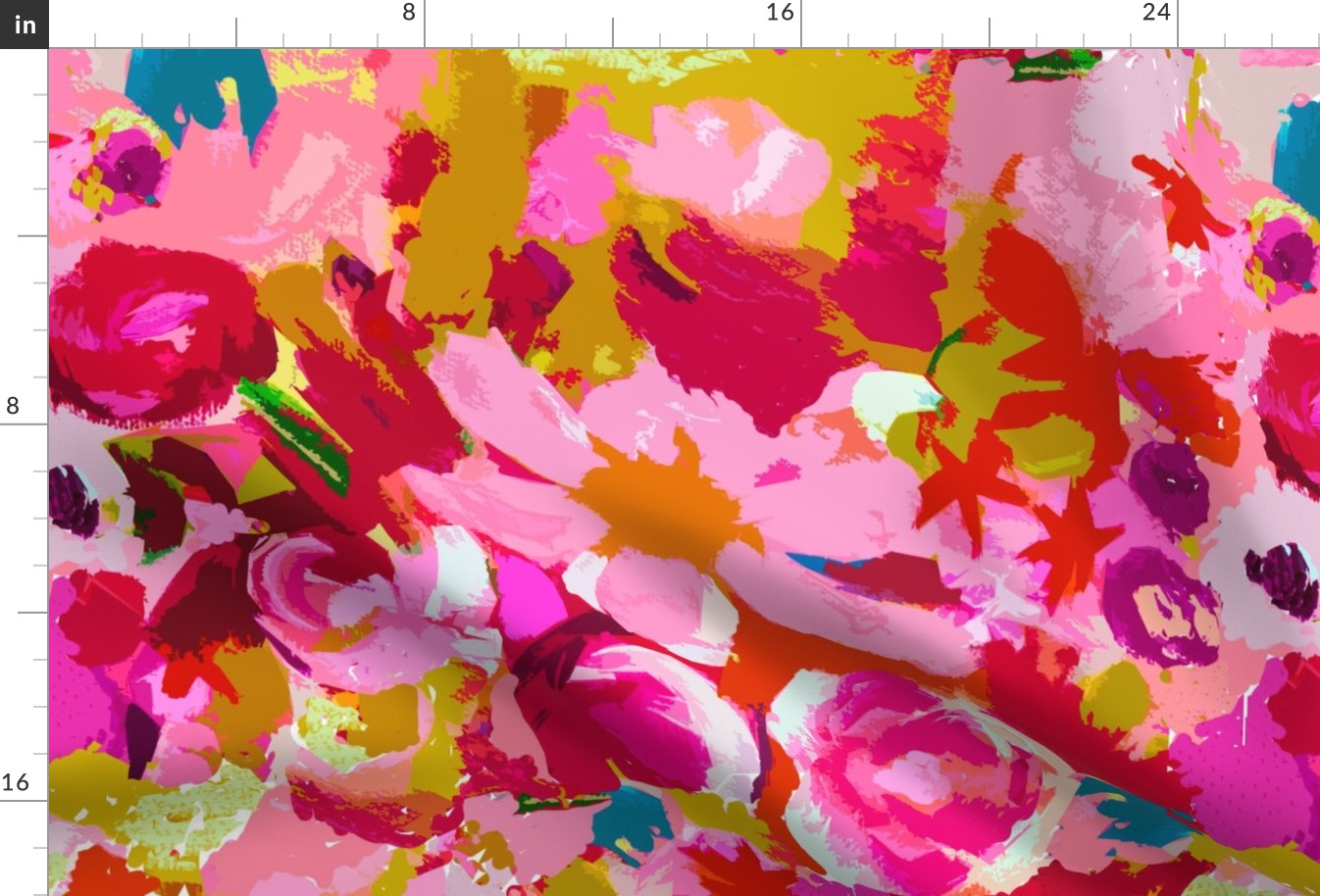 Retro Floral in Pink, Red, and Lime (Large Scale)