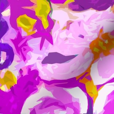 Large Print Abstracted Flowers in Lavender  