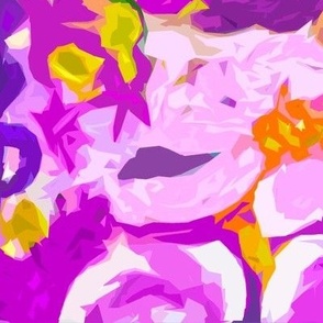 Large Print Abstracted Flowers in Lavender  