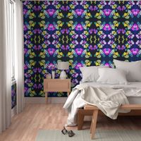 Large Print Abstract Lavender Orchids on Navy Background