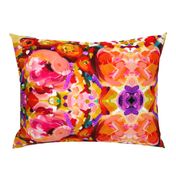 Large Print Bold Peony Floral Pattern in Magenta, Baby Pink, Violet, Gold, Red, and Black