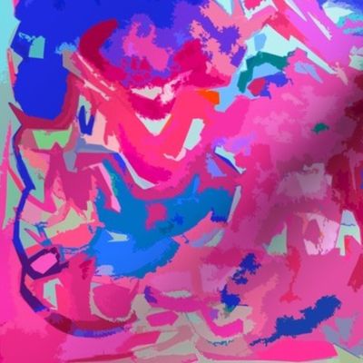 Bright Abstract in Hot pink and Blue