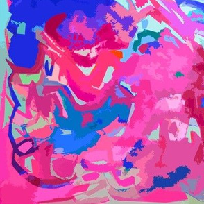 Bright Abstract in Hot pink and Blue
