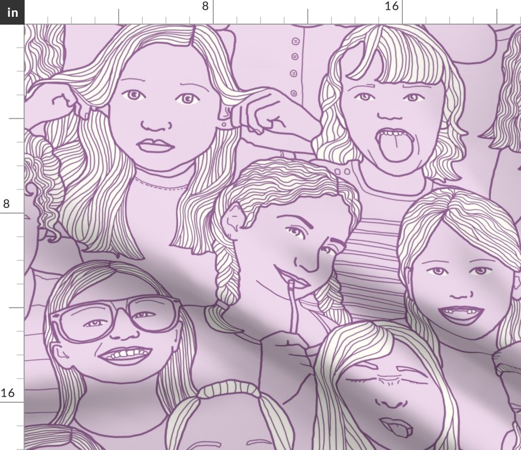 Girls - A hand-drawn repeating pattern (click through to see the whole thing!)