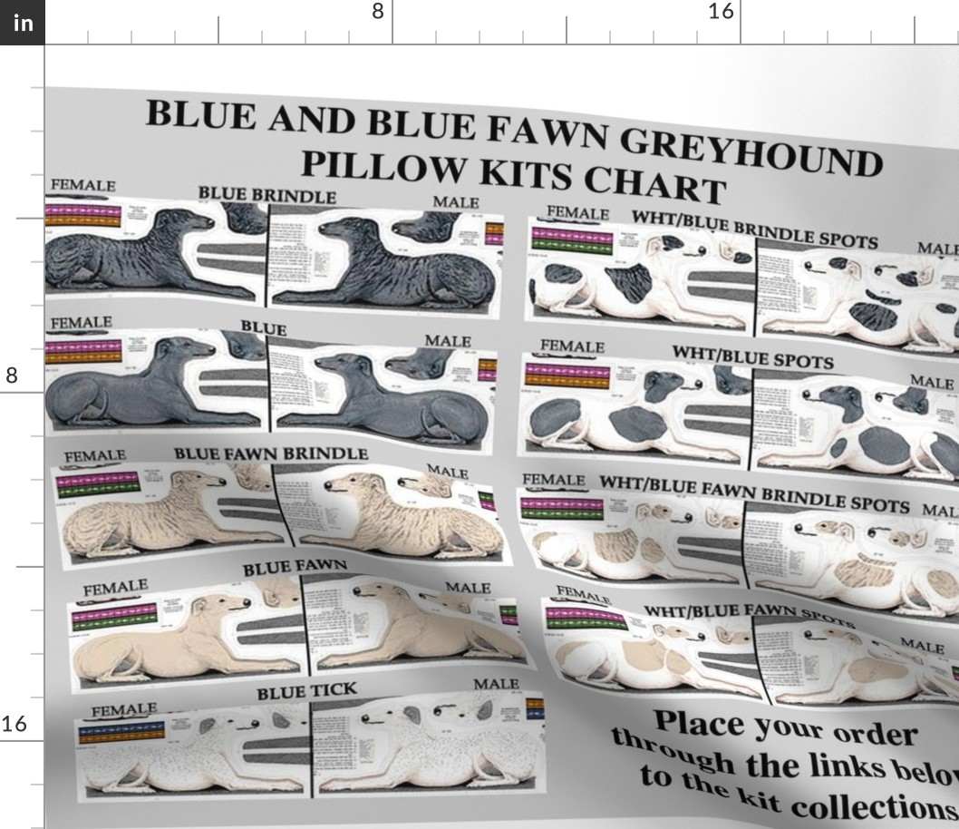 Greyhound Stuffie Kits - links to printed fabric panels