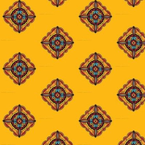 Mustard Diagonal Mandala Tile