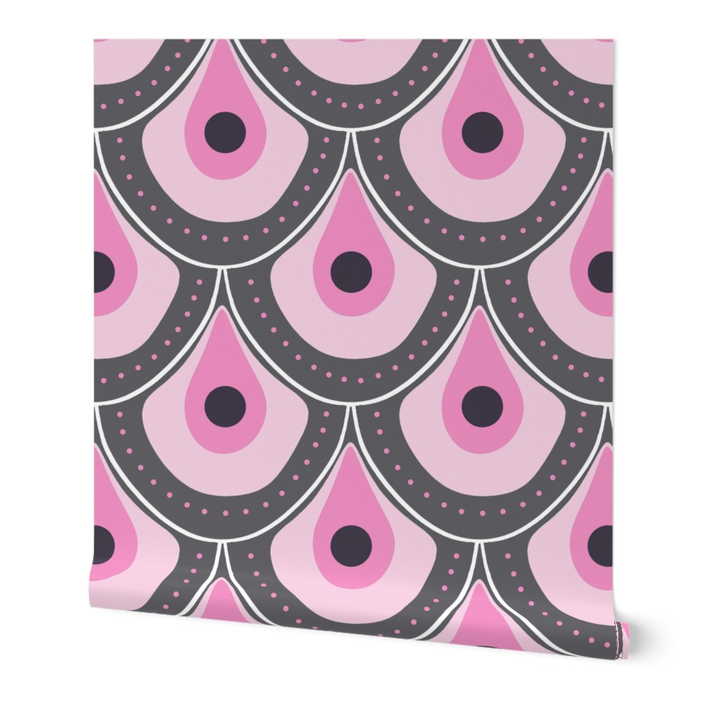 peacock pattern dots pink