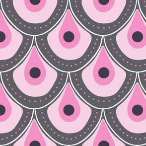 peacock pattern dots pink