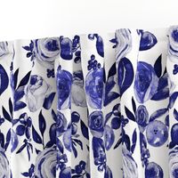 Blue and White Floral Watercolor