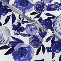 Blue and White Floral Watercolor