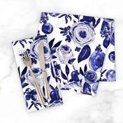 Blue and White Floral Watercolor