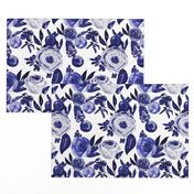 Blue and White Floral Watercolor