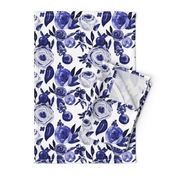 Blue and White Floral Watercolor