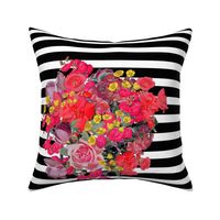 Vintage Inspired Floral Burst with Black Stripe