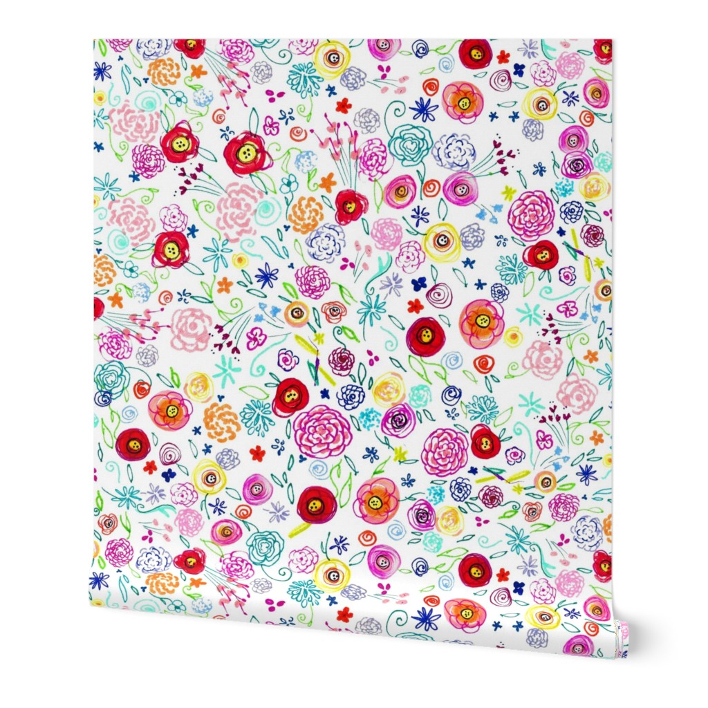 Colorful Ditsy Floral Doodle (Large) 