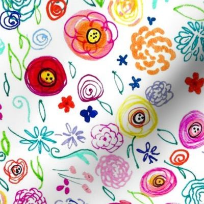 Colorful Ditsy Floral Doodle (Large) 