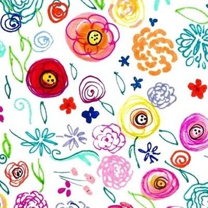 Colorful Ditsy Floral Doodle (Large) 